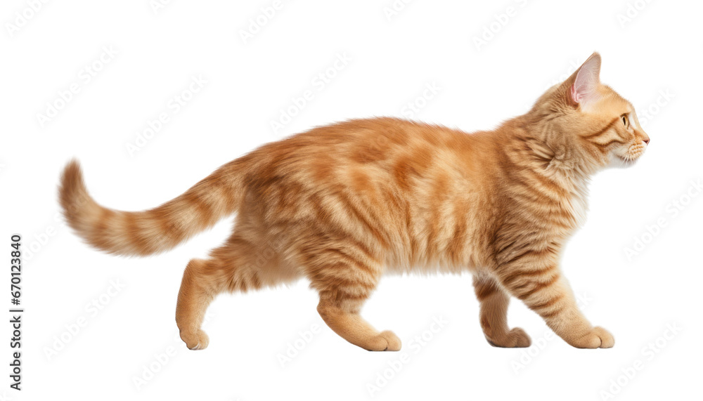 cat walk isolated on transparent background cutout