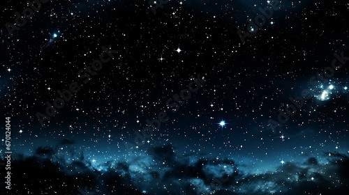 Uma tela cósmica preenche o quadro, exibindo a vasta extensão da Via Láctea. Estrelas de tamanhos e tonalidades diferentes piscam em uma dança celestial hipnotizante. photo