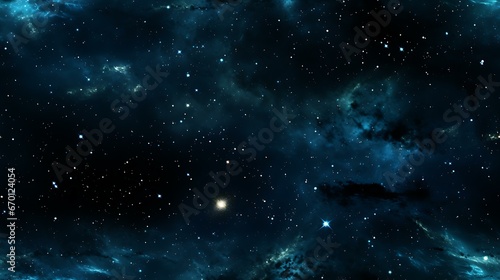 Uma tela cósmica preenche o quadro, exibindo a vasta extensão da Via Láctea. Estrelas de tamanhos e tonalidades diferentes piscam em uma dança celestial hipnotizante. photo