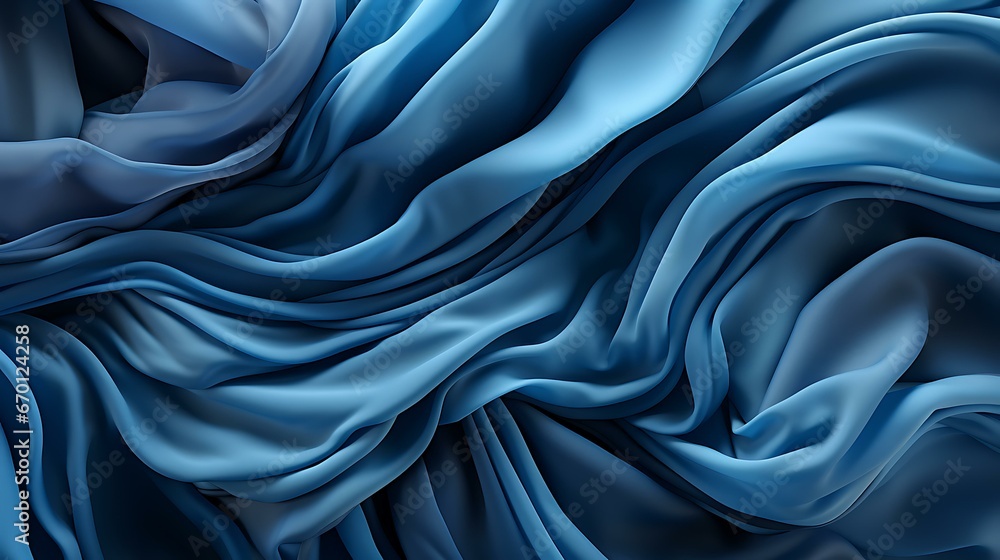 Uma tela de tecido domina o quadro, sua textura uma sinfonia tátil. Um denim azul rico apresenta sua trama familiar, criando colinas e vales de fios. Cada fio é parte da composição maior. - obrazy, fototapety, plakaty 