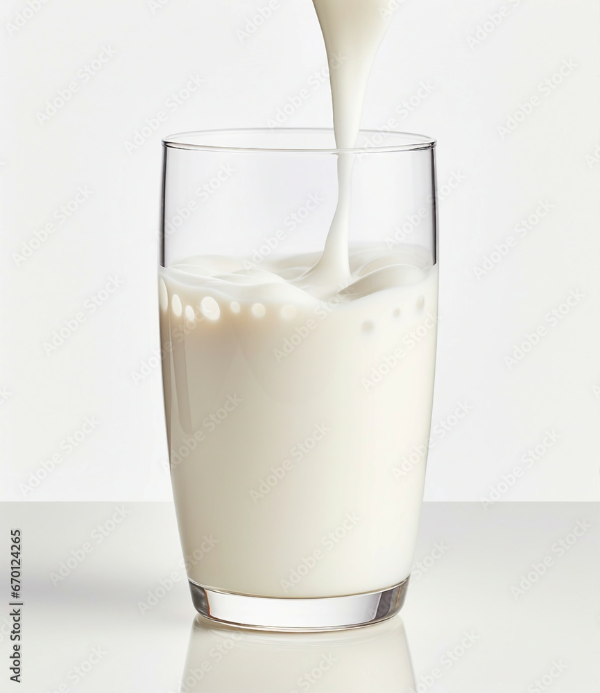 A glass of milk being poured A glass of milk being poured