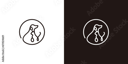 Simple Dog Cat Logo Design with Lineart Style Logo Designs Vector Illustration.