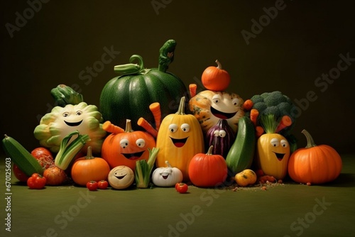 Adorable and lifelike vegetables in an image. Generative AI