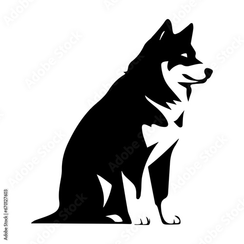 Alaskan Malamute Dog Vector Silhouette  Generative AI. 