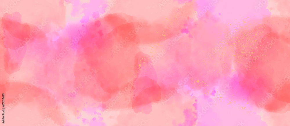 Abstract Watercolor Seamless Pattern with Irregular Light Pink, Red and Coral Spots. Repeatable Print with Watercolor Splashes and Stains. Artistic Hand Painted Print ideal for Fabric, Wrapping Paper.