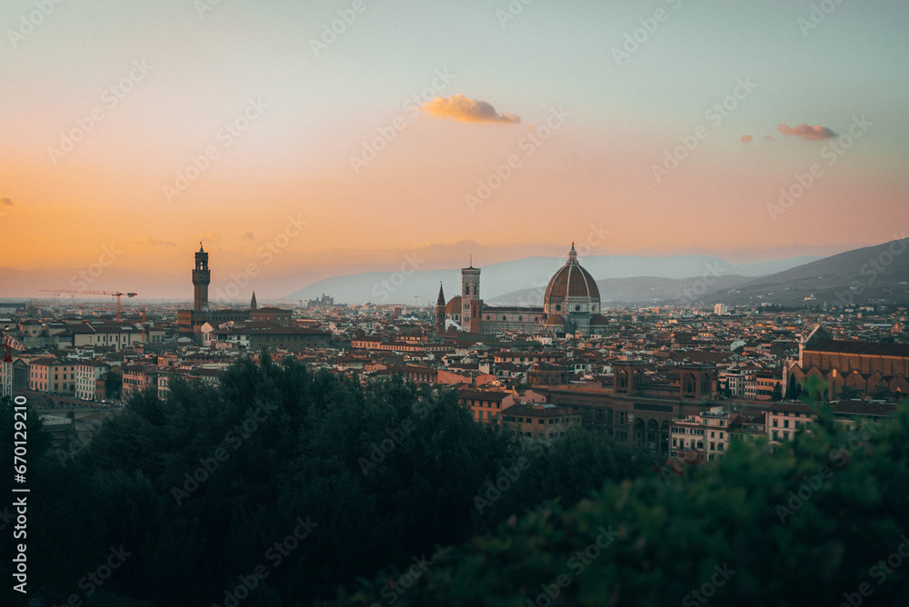 Sunset in Florence Italy from Piazzale Michelangelo