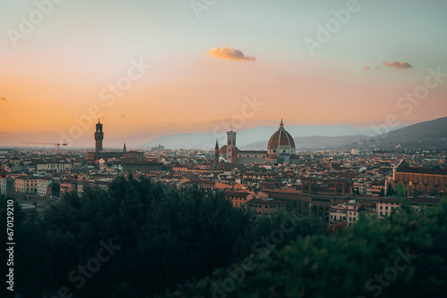 Sunset in Florence Italy from Piazzale Michelangelo photo
