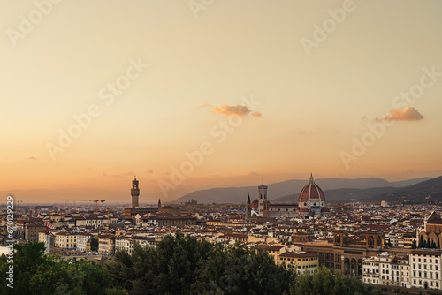 Sunset in Florence Italy from Piazzale Michelangelo