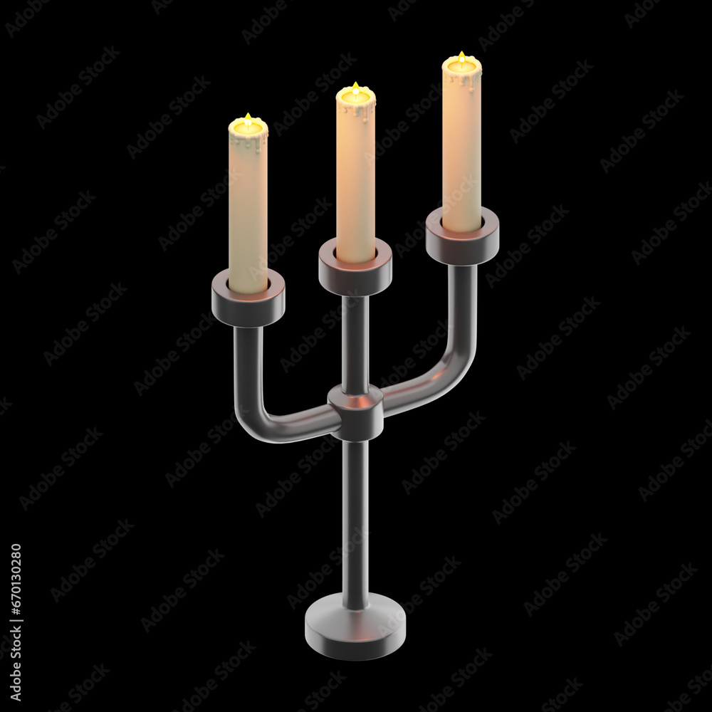 Halloween candlestick Icon Set 3D Rendering on isolated background Halloween candlestick Icon Set 3D Rendering on isolated background