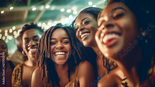 Group Of African American Friends Gather At A Party, Showing Smiles And Fun © JuanMa