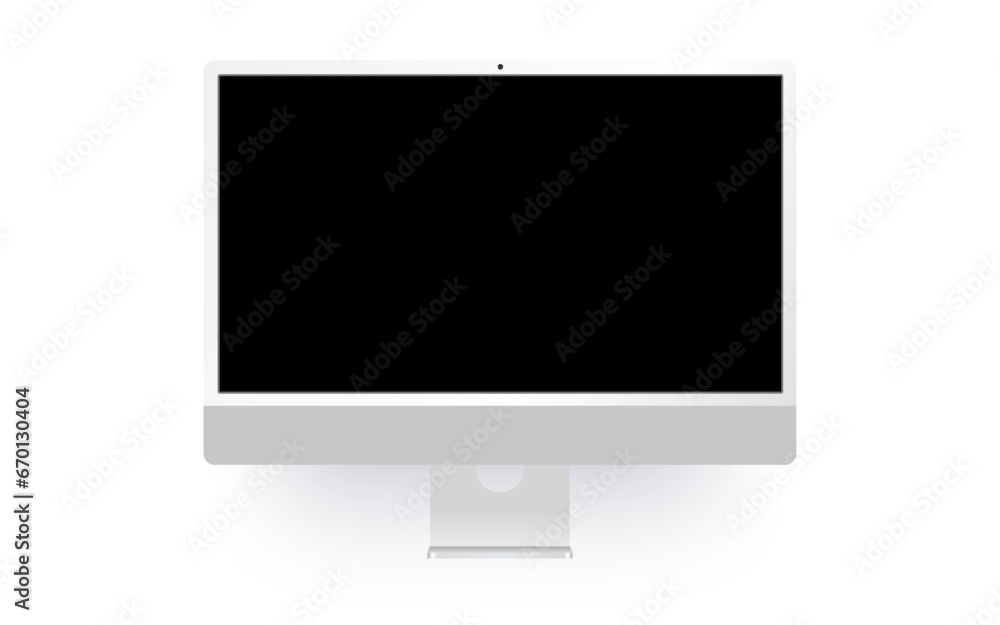Gray desktop modern computer illustration. Realistic computer illustration mockup on white background eps10