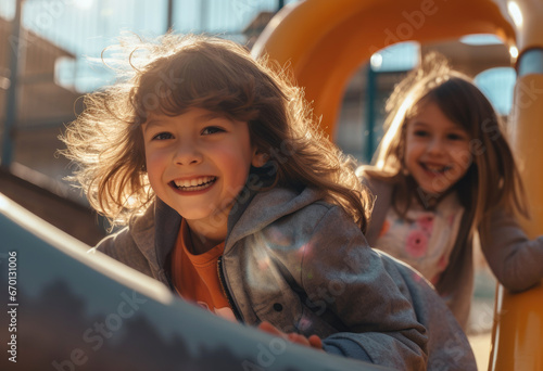 cute happy smiling boy outdoors at playground © Renata Hamuda