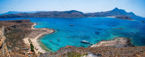 View of Imeri Gramvousa bay. Balos in the backdrop. Crete, Greece photo