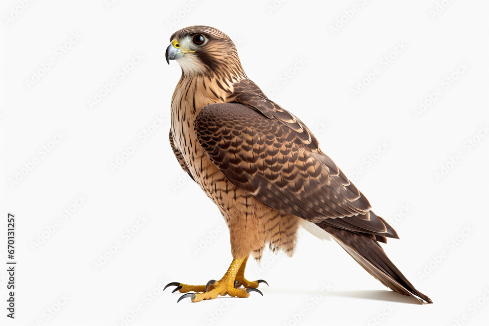 Majestic Stance: A Peregrine Falcon's Portrait,eagle isolated on white Majestic Stance: A Peregrine Falcon's Portrait,eagle isolated on white