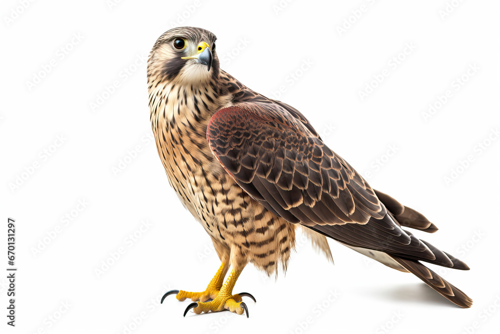 Majestic Stance: A Peregrine Falcon's Portrait,eagle isolated on white Majestic Stance: A Peregrine Falcon's Portrait,eagle isolated on white