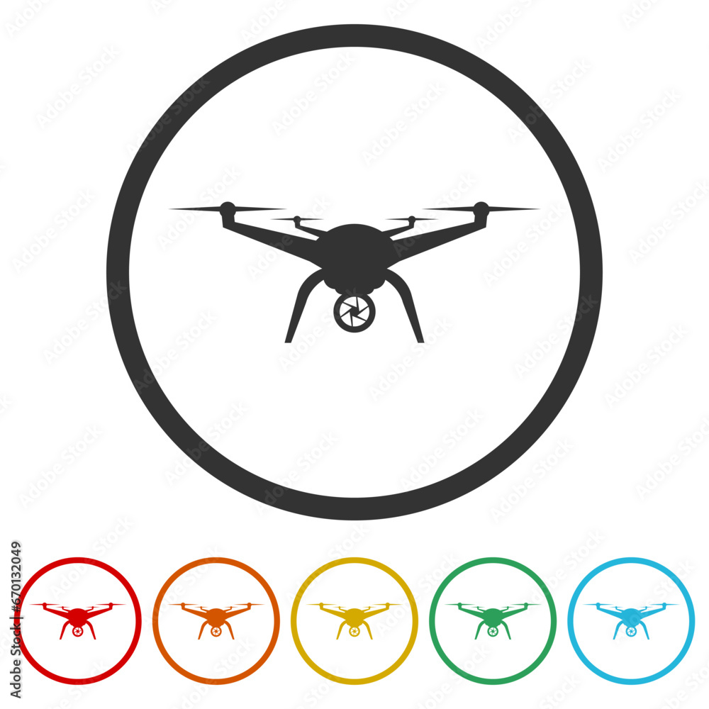 Drone icon. Set icons in color circle buttons Drone icon. Set icons in color circle buttons