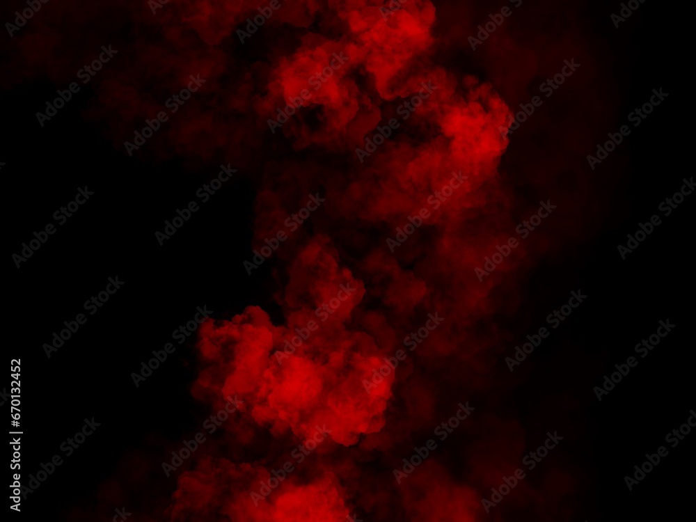 Red clouds 3D on dark background. Illustration drawn from tablet use for graphic background in abstract concept. 