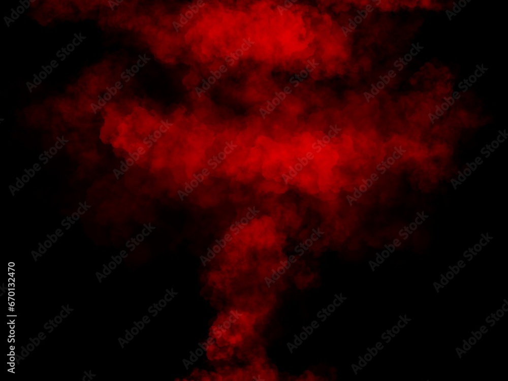 Red clouds on dark background. Illustration drawn from tablet use for graphic background in abstract concept.
