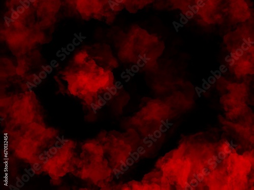 Red clouds 3D on dark background. Illustration drawn from tablet use for graphic background in abstract concept. 