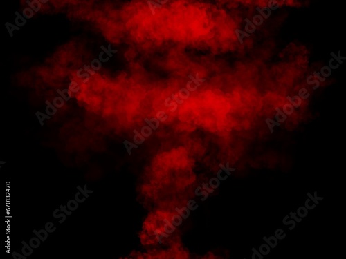 Red clouds on dark background. Illustration drawn from tablet use for graphic background in abstract concept. 