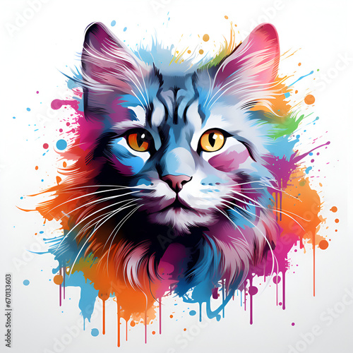 illustration of a cat, watercolor © Fellipe