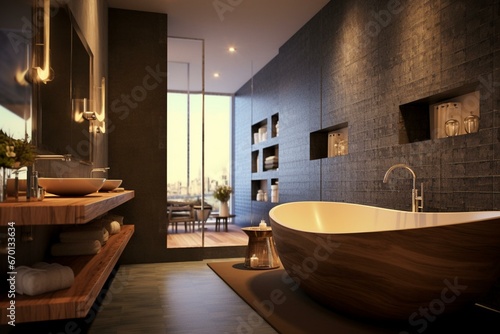 Stunning contemporary bathroom design. Generative AI