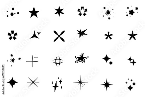 Sparkle star icons. Shine icons. Stars sparkles vector. Starburst flower sale badge. Star blank label, stickers emblem and sun ray frames