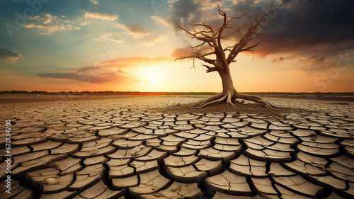 drought and dry tree in the ground