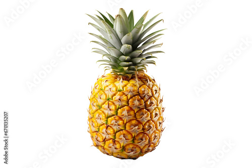 Pineapple isolated on transparent and white background.