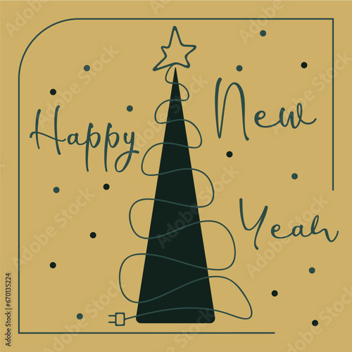 A set of Christmas and New Year greeting cards. Modern minimalistic design with a beautiful Christmas tree. Minimal templates for greeting cards, posters, polygraphy