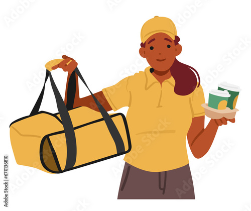 Coffee Delivery Worker With A Warm Smile, Brings Fresh, Aromatic Coffee Directly To Customers, Vector Illustration