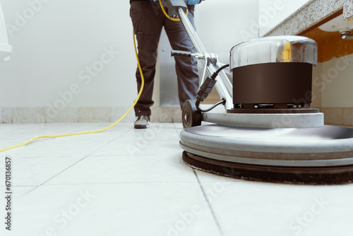 closeup of floor cleaning machine photo