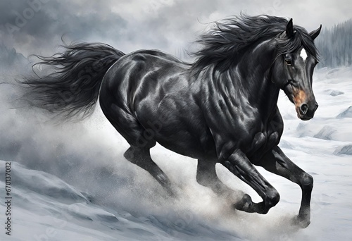 Black horse running © abbas