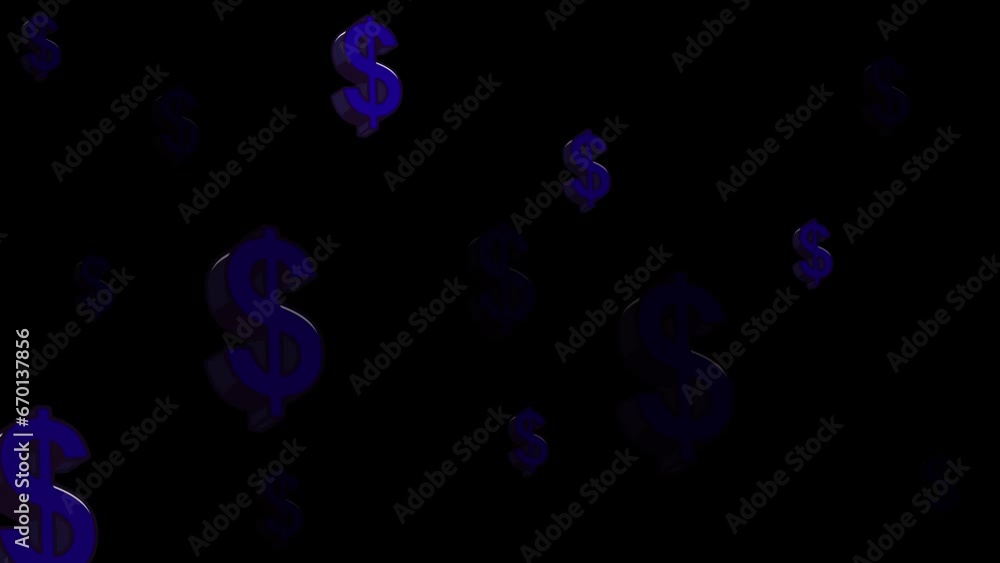 Flying green dollar symbol on a black background 3d render Flying green dollar symbol on a black background 3d render