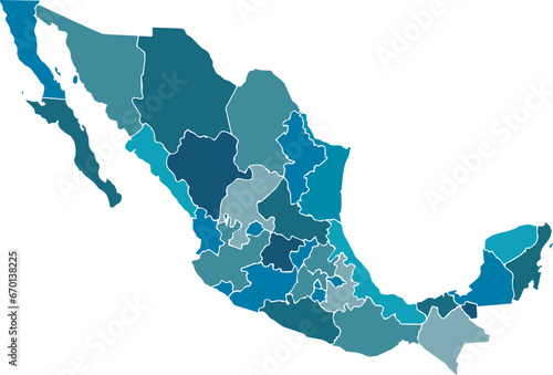 vector map of mexico light blue color