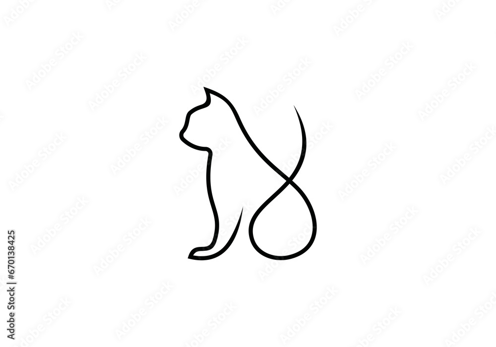 cat line logo, pet care design vector illustration	
