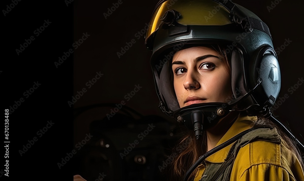 A Woman Wearing a Protective Helmet and a Vibrant Yellow Shirt