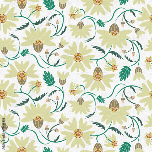 Seamless pattern  ornament with yellow cornflowers on a white background. Digital illustration. Suitable for interior  wallpaper  fabrics  clothing  stationery.