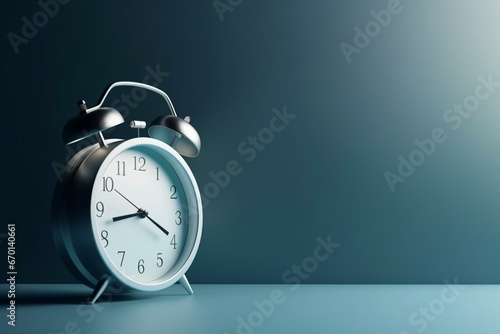 3D rendered clock on blue background. Generative AI photo