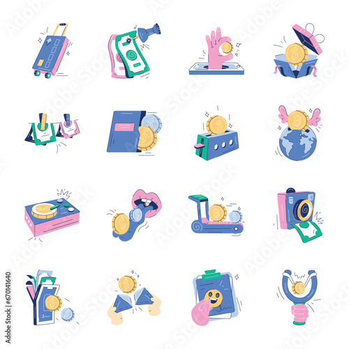 Collection of Finance Assets Doodle Icons 

