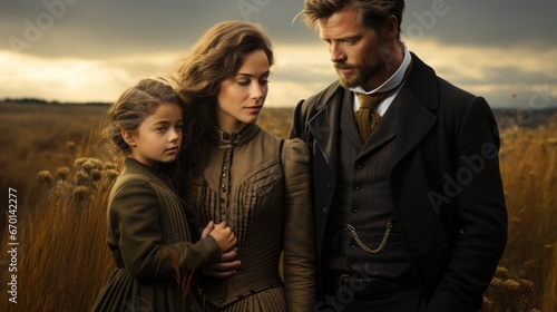 artistic dramatic family portrait in 19th century style