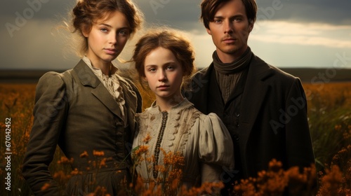 artistic dramatic family portrait in 19th century style