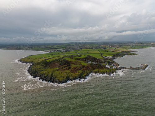 Canvas Print Dronephoto of Irland Landscape near Clogherhead near Dublin