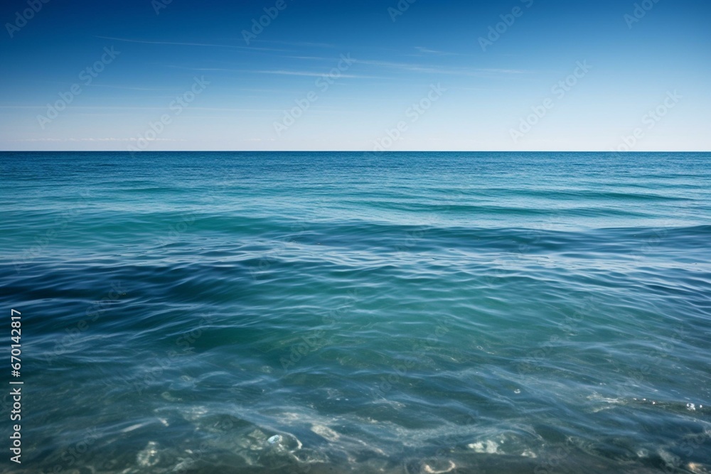 Calm waves on clear blue ocean. Generative AI