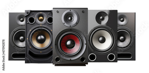 Speaker advertisement product shot, isolated on a transparent background. . PNG, cutout, or clipping path.