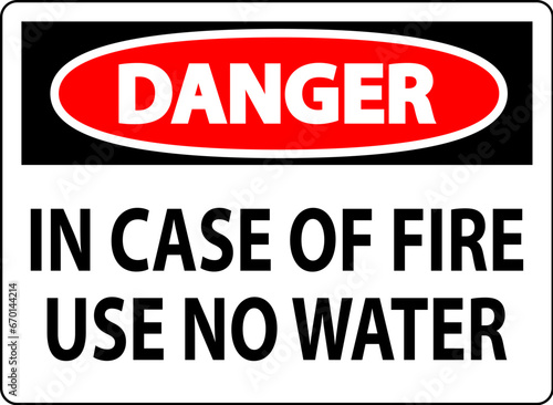 Danger Sign  Danger - In Case Of Fire Use No Water