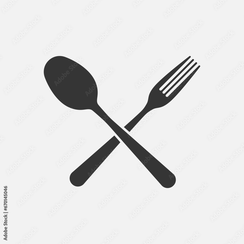Crossed fork and spoon icon. Restaurant sign. Vector Crossed fork and spoon icon. Restaurant sign. Vector
