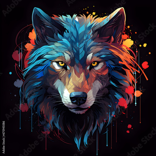 illustration of a wolf, colored
