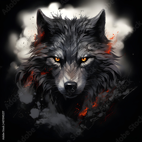illustration of a wolf, colored
