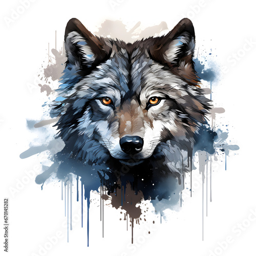 illustration of a wolf, colored
